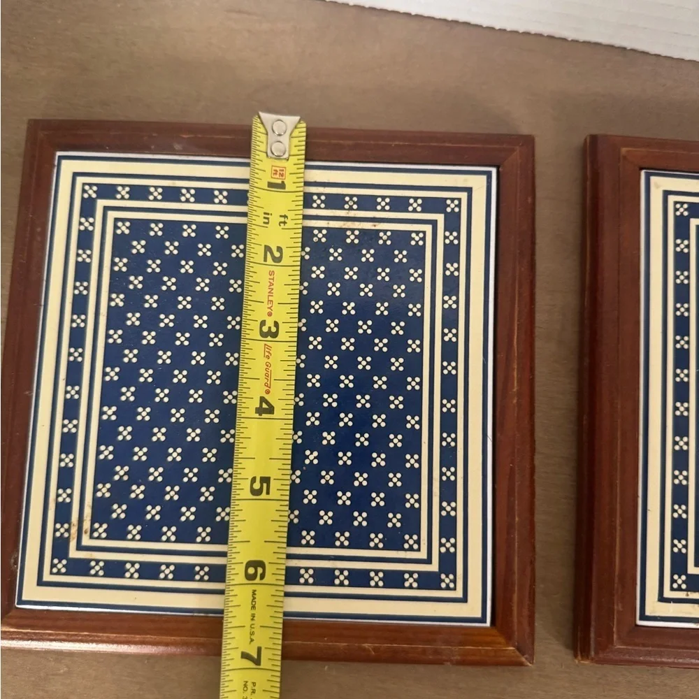 Navy and White Patterned Trivet Set